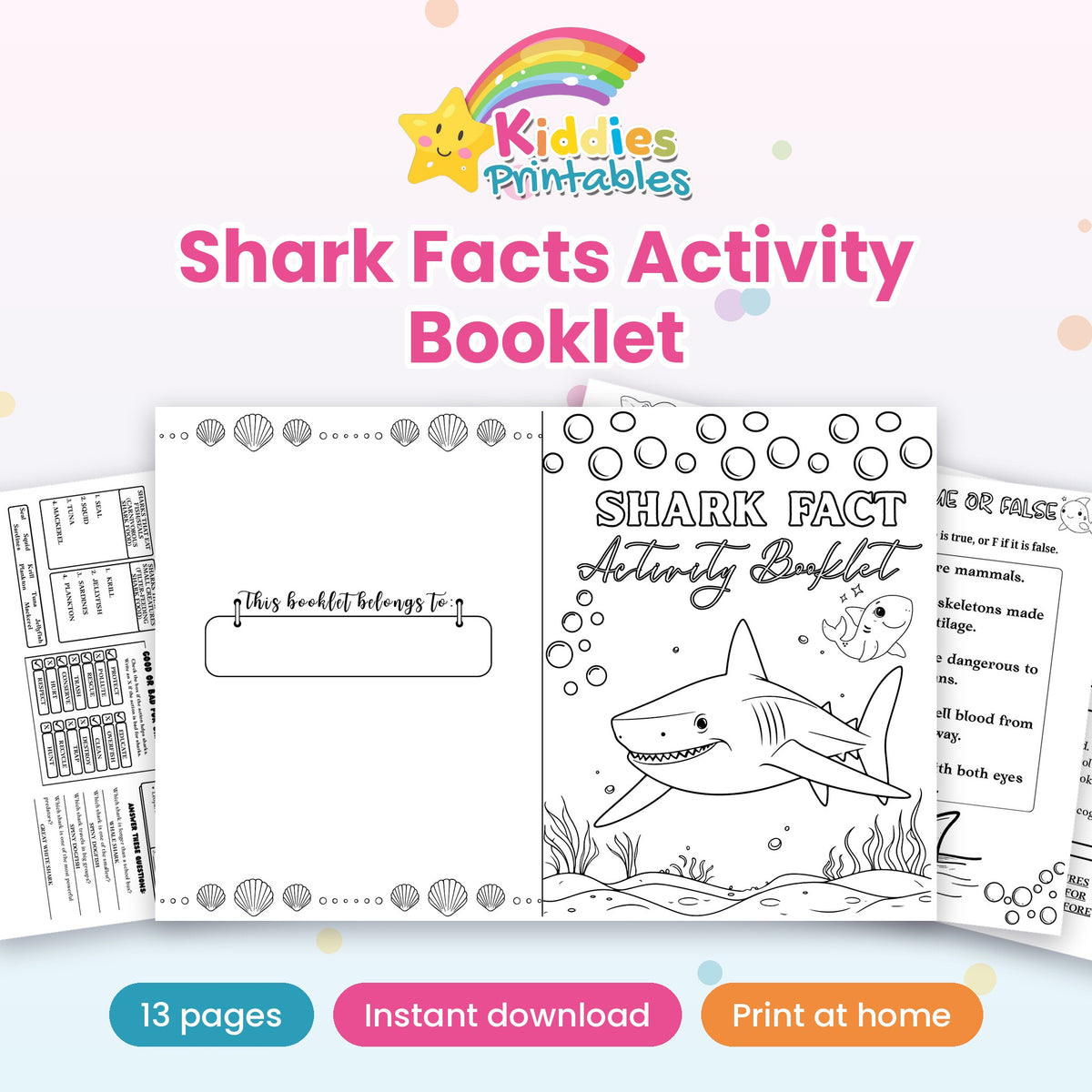 Shark Facts Activity Booklet printable – cover