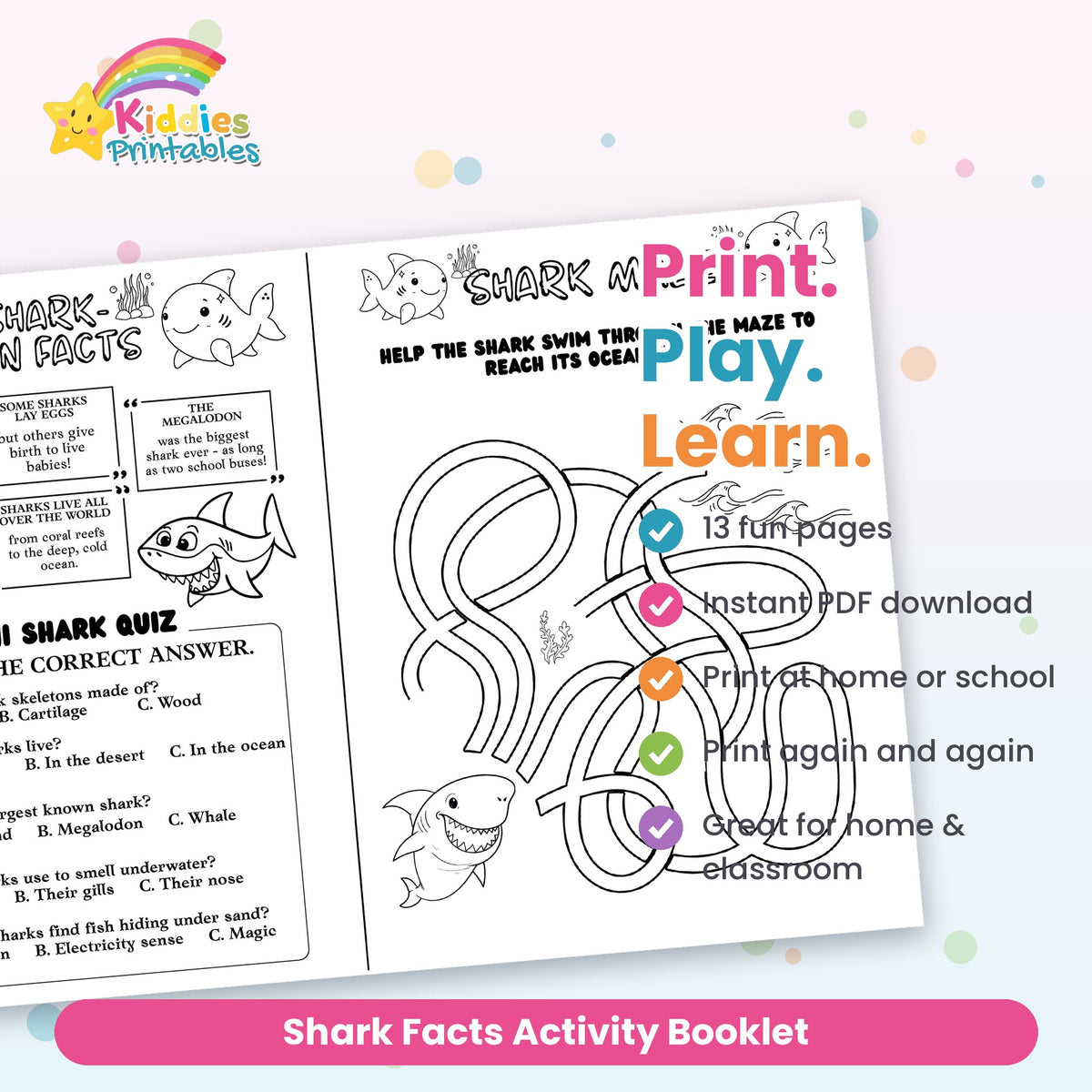 Shark Facts Activity Booklet printable – what's included