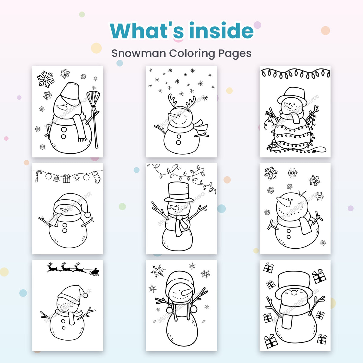 Inside pages of Snowman Coloring Pages