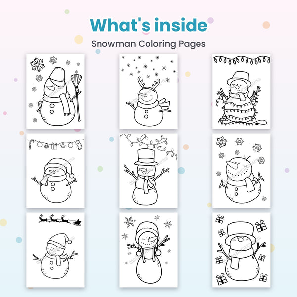 Snowman Coloring Pages | Printable for Kids | Kiddies Printables