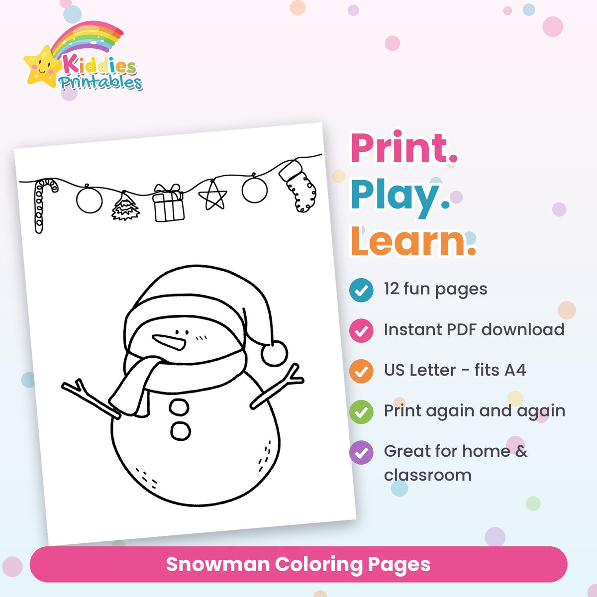 Snowman Coloring Pages features