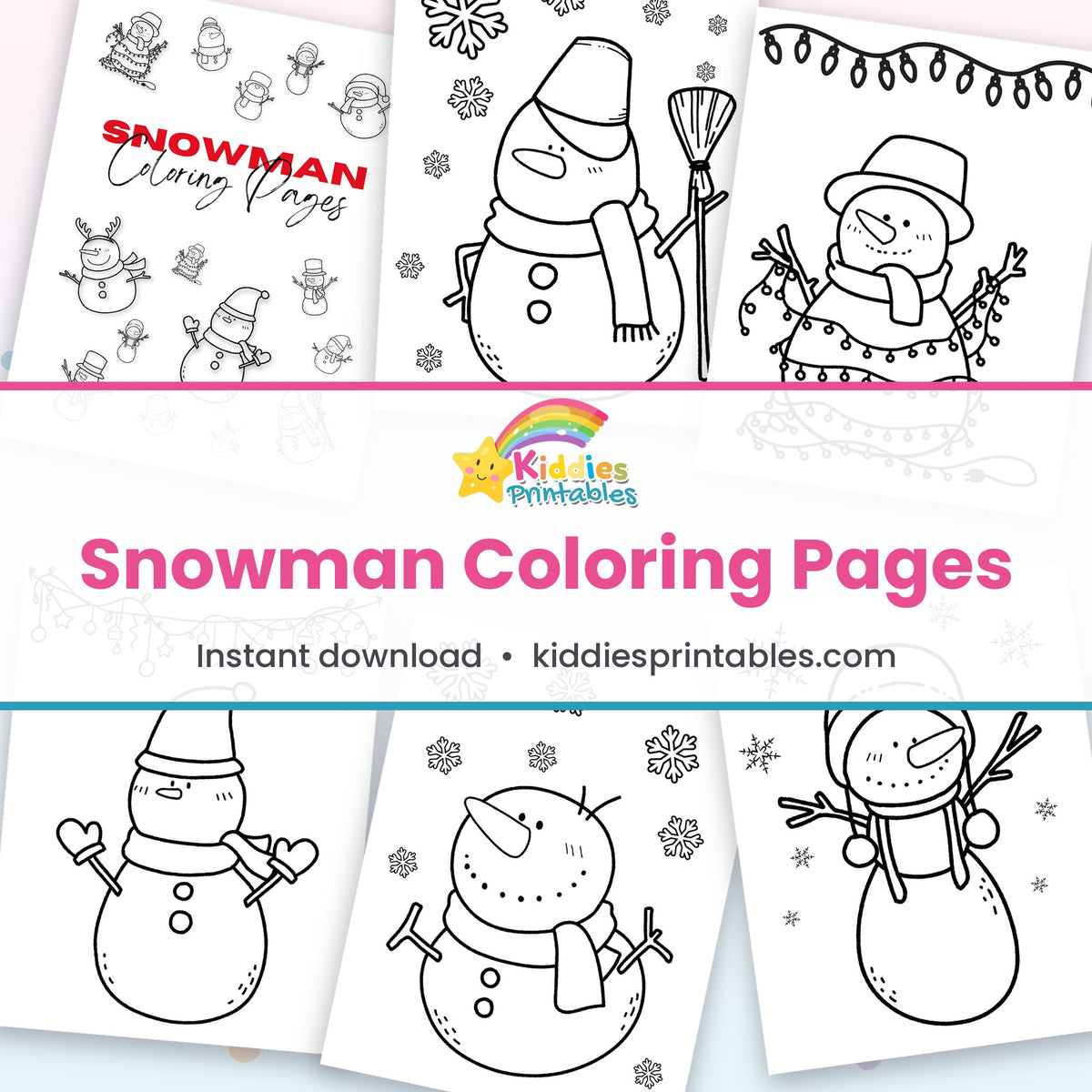Snowman coloring pages collage
