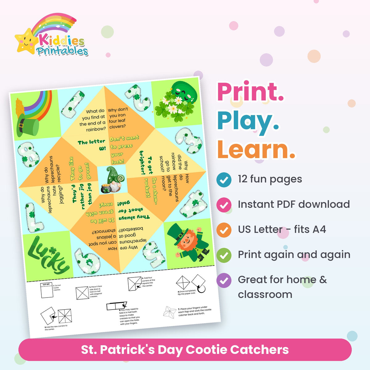 St. Patrick's Day Cootie Catchers – features