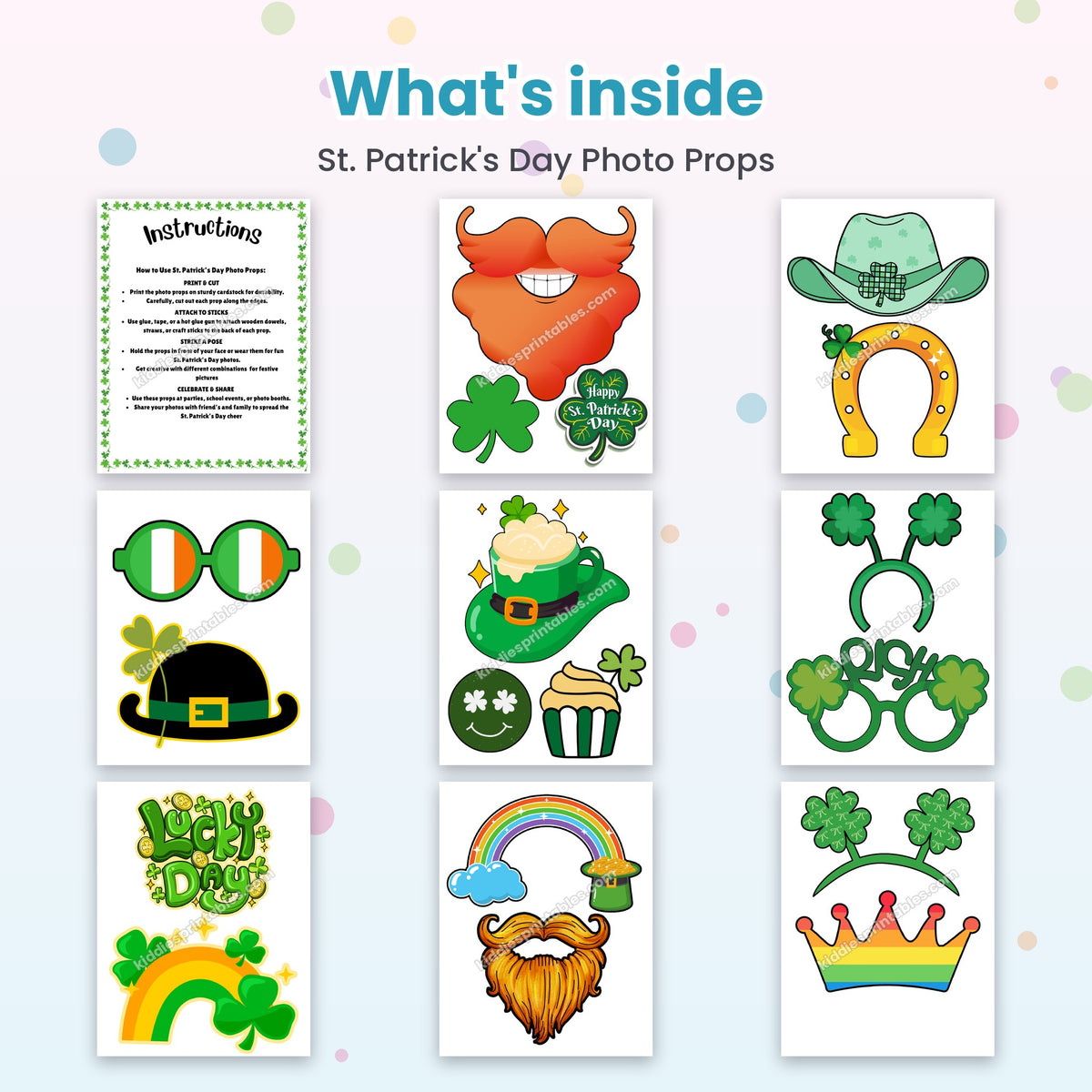 St. Patrick's Day Photo Props – what's inside