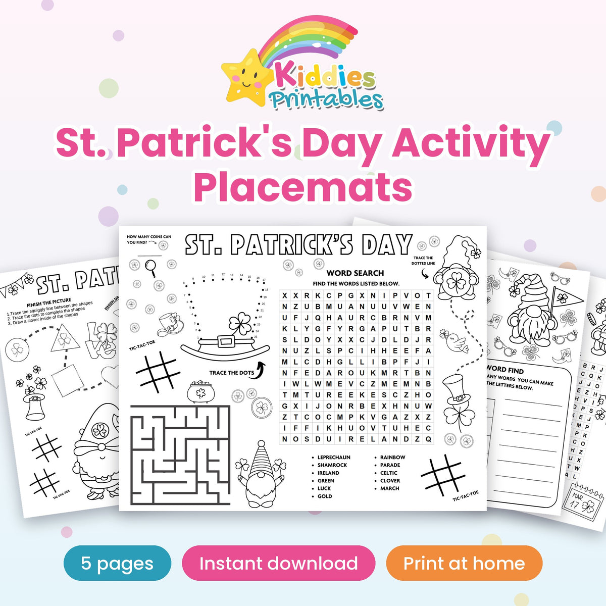 St. Patrick's Day Activity Placemats printable – cover