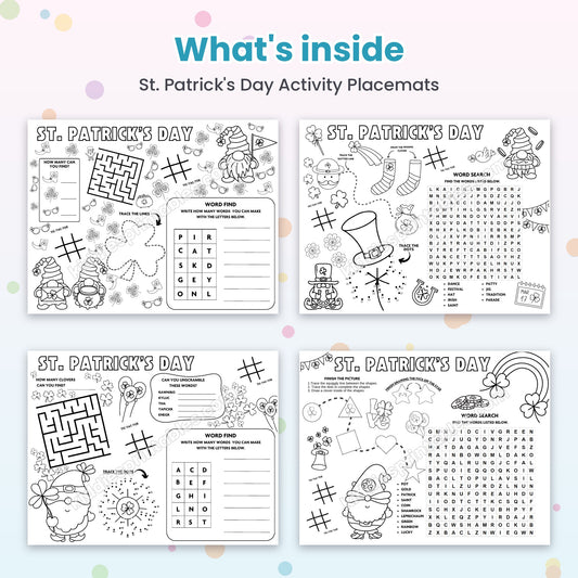 St. Patrick's Day Activity Placemats printable – inside pages preview