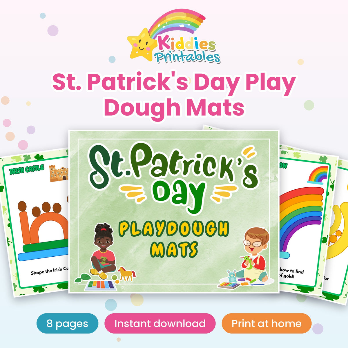 St. Patrick's Day Play Dough Mats printable – cover