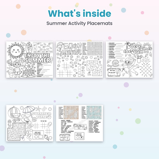 Summer Activity Placemats printable – inside pages preview