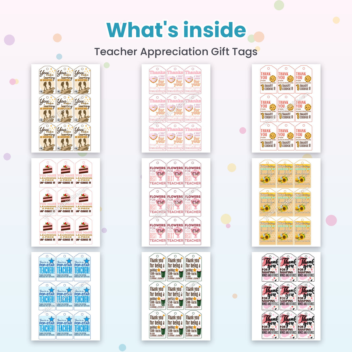 Teacher Appreciation Gift Tags – what's inside