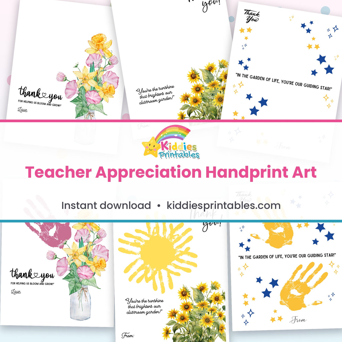 Teacher Appreciation Handprint Art printable – page collage