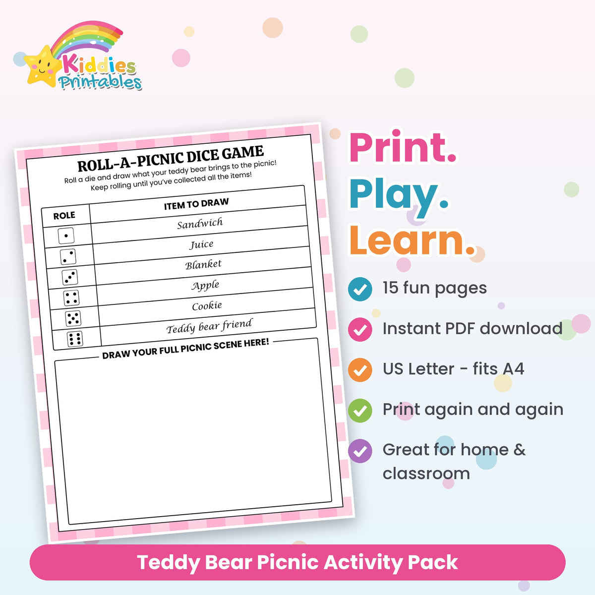 Teddy Bear Picnic Activity Pack printable – what's included