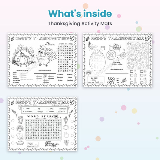 Thanksgiving Activity Mats printable – inside pages preview