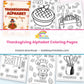 Thanksgiving alphabet coloring pages collage