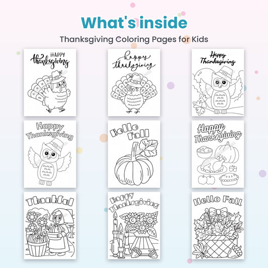 Thanksgiving Coloring Pages for Kids printable – inside pages preview