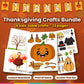 Thanksgiving Crafts Bundle - 4 printable kids' table crafts: handprint turkey, pilgrim, pumpkin and thankful tree