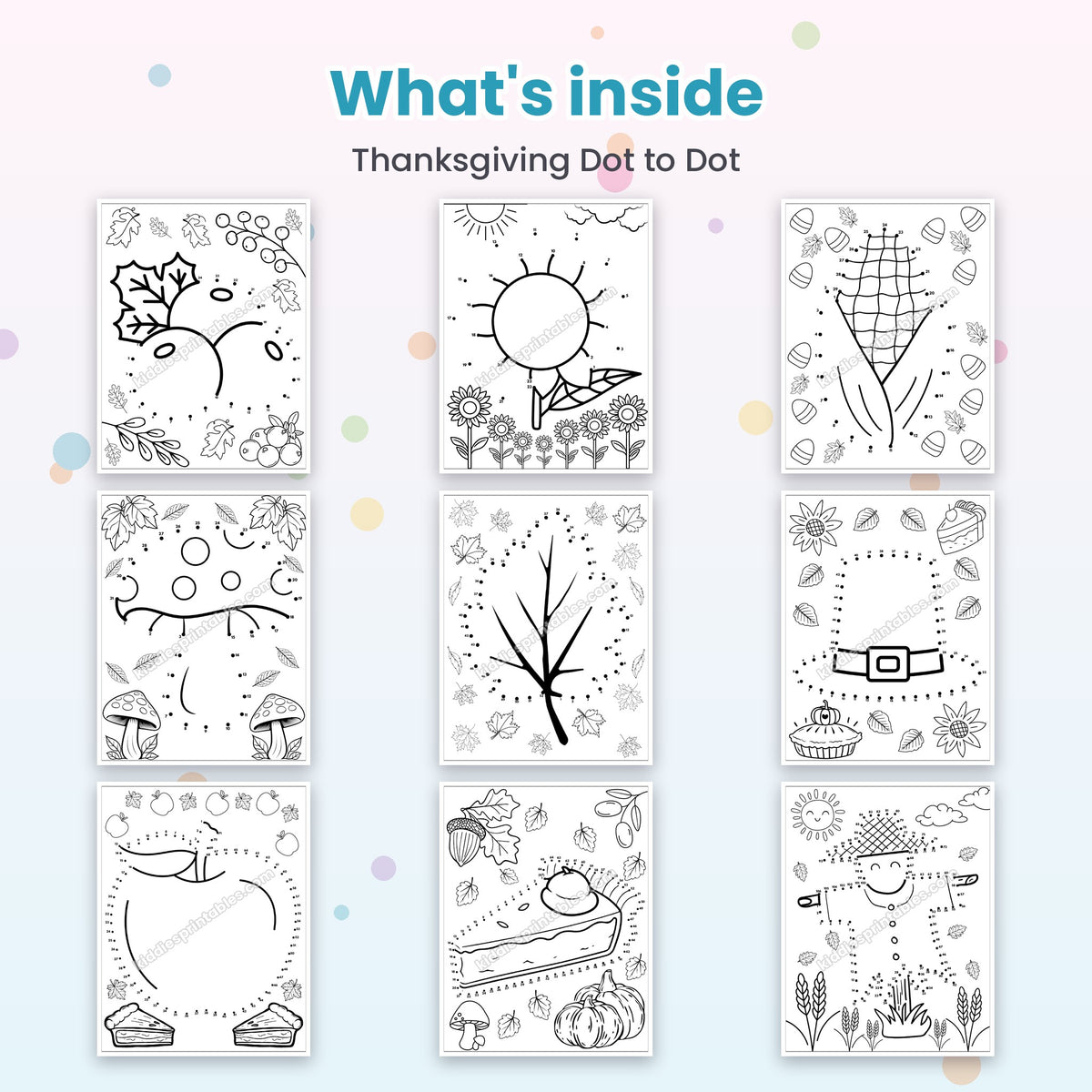 Inside pages of Thanksgiving Dot to Dot