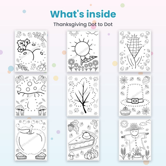 Inside pages of Thanksgiving Dot to Dot