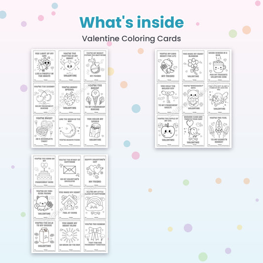 Valentine Colouring Cards printable – inside pages preview