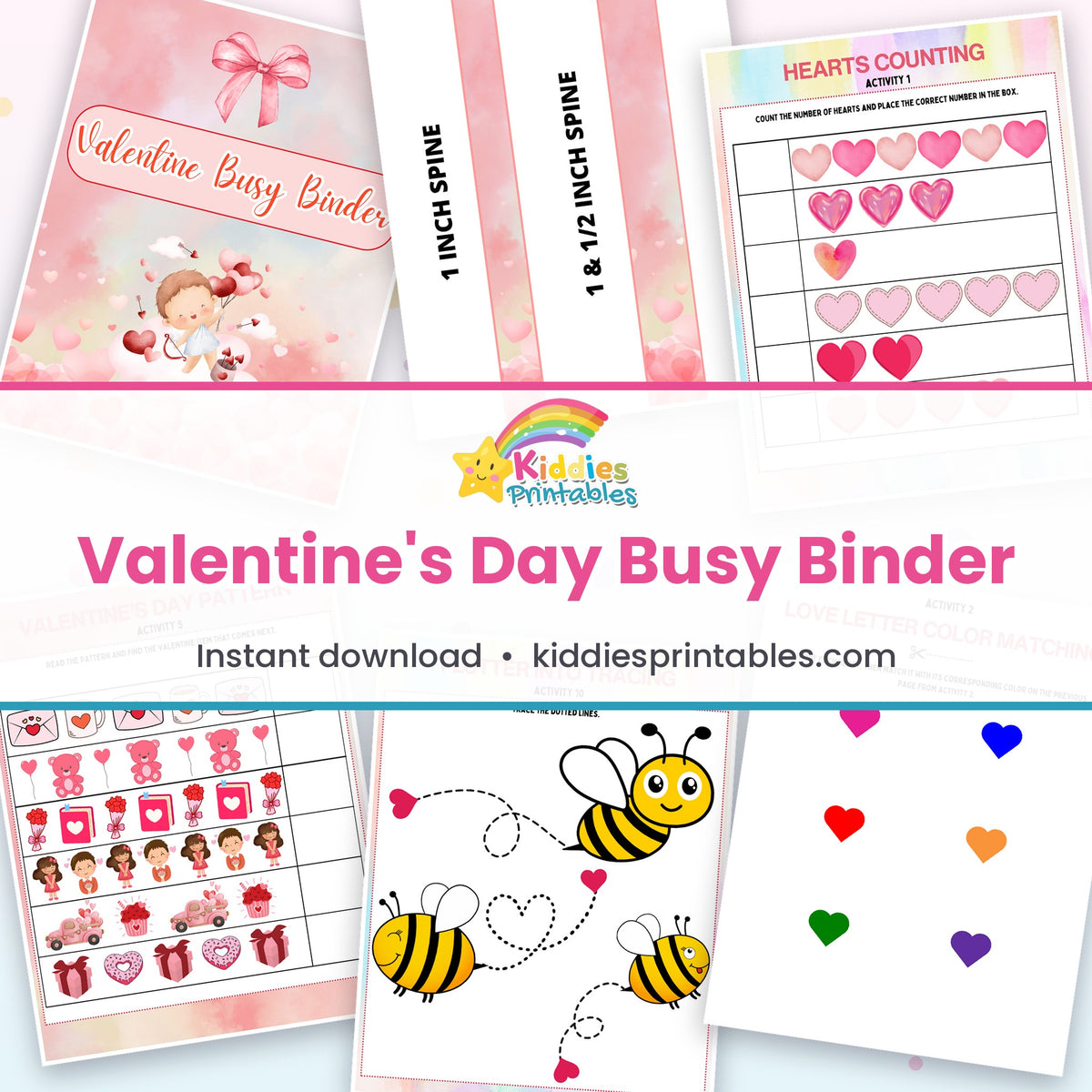 Valentine's Day Busy Binder printable – page collage