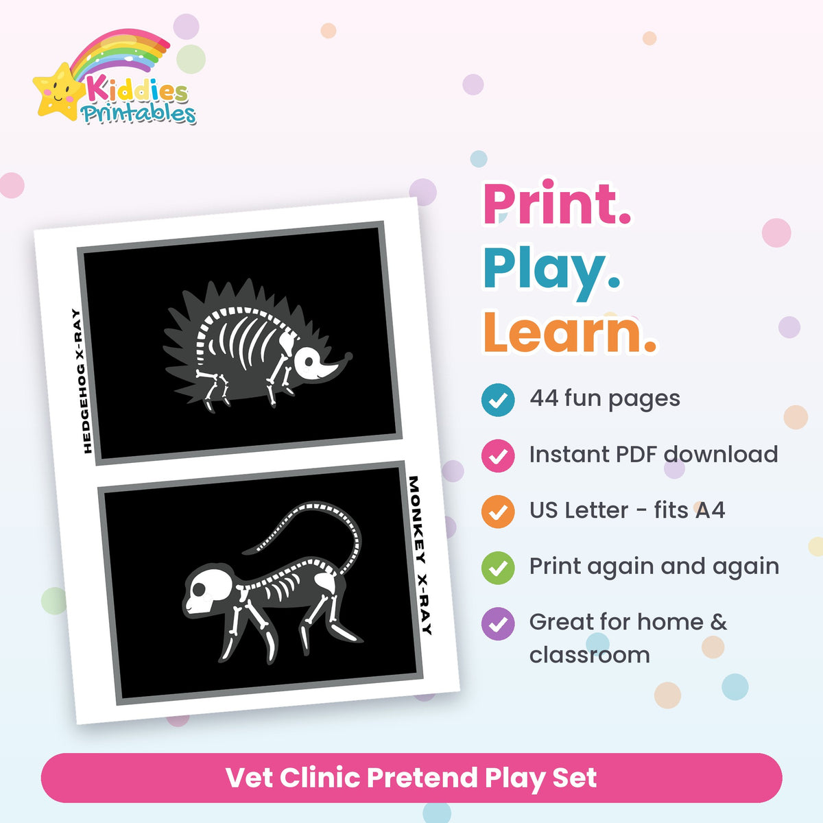 Vet Clinic Pretend Play Set printable – what's included