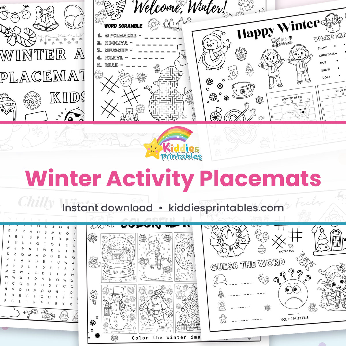 Winter Activity Placemats printable – page collage