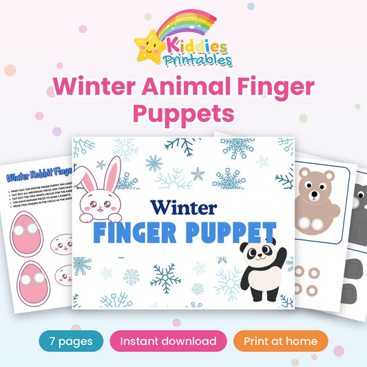 Winter Animal Finger Puppets printable – cover