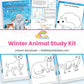 Winter Animal Study Kit printable – page collage