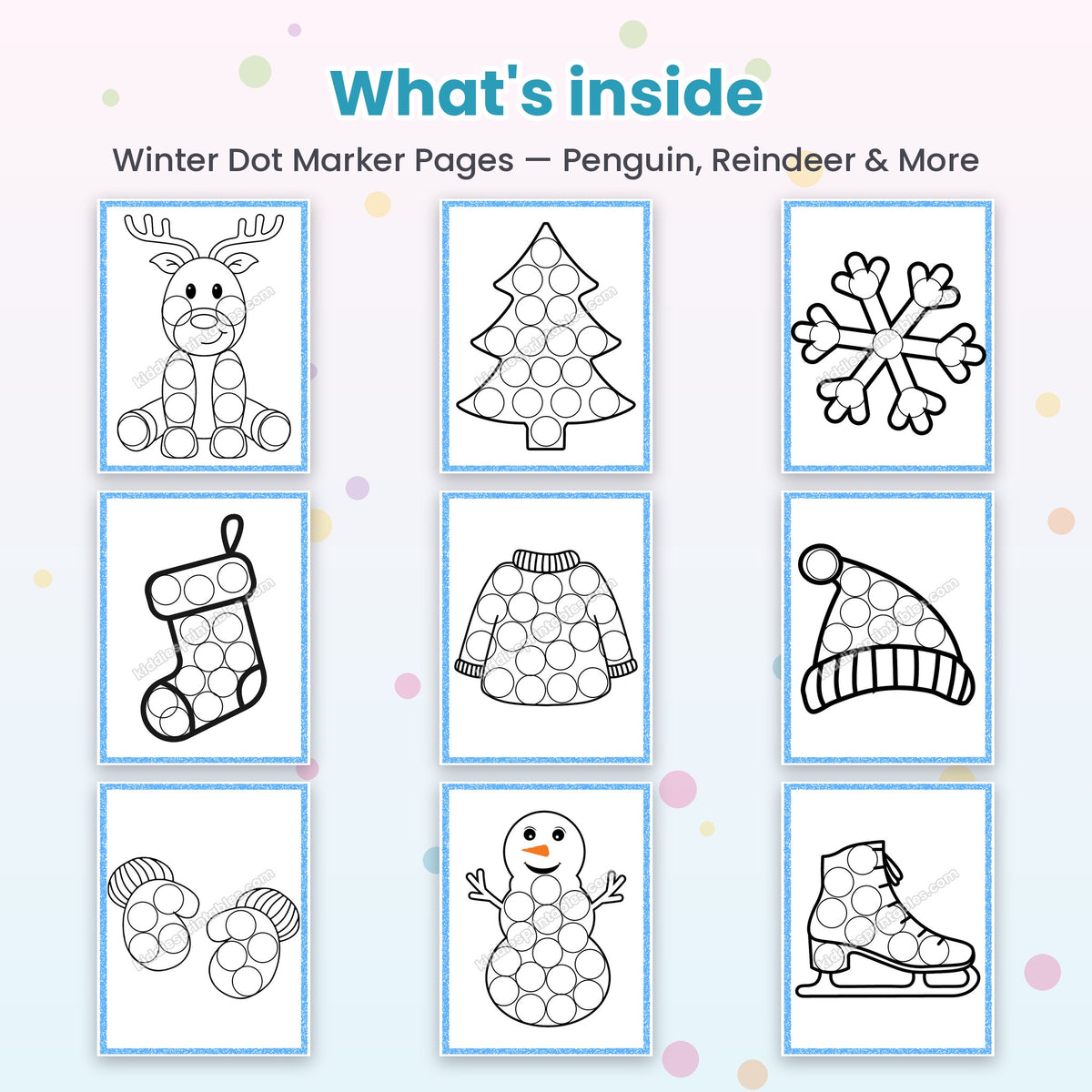 Winter Dot Marker Pages printable – inside pages preview
