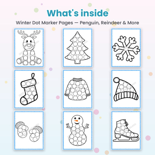 Winter Dot Marker Pages printable – inside pages preview