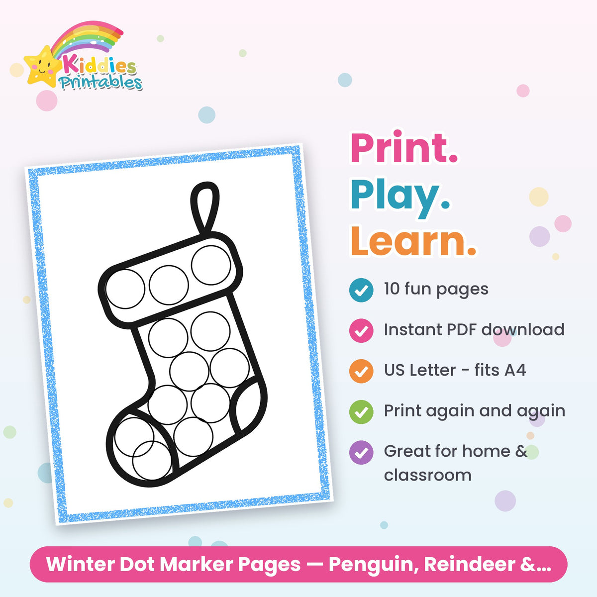 Winter Dot Marker Pages printable – what's included