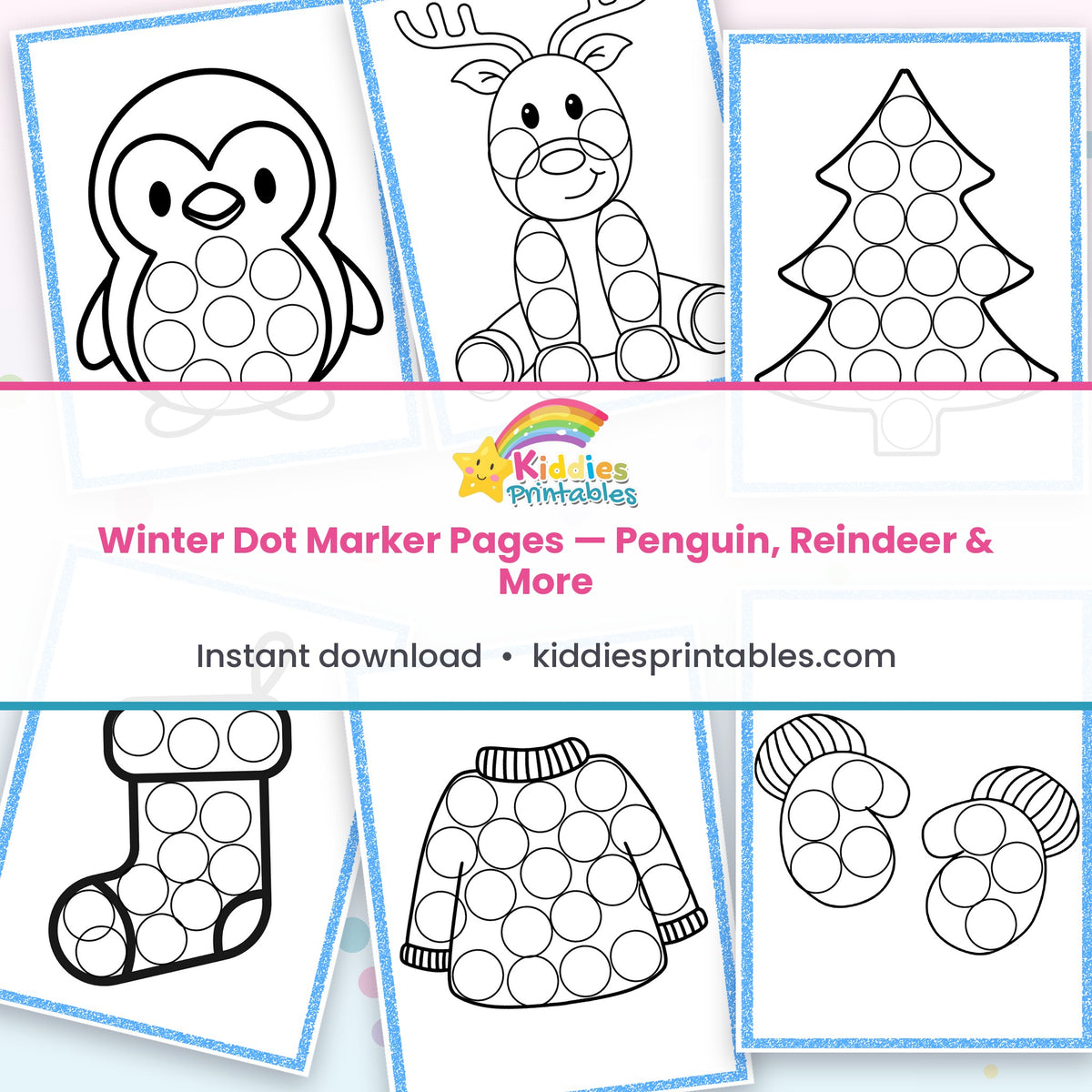 Winter Dot Marker Pages printable – page collage
