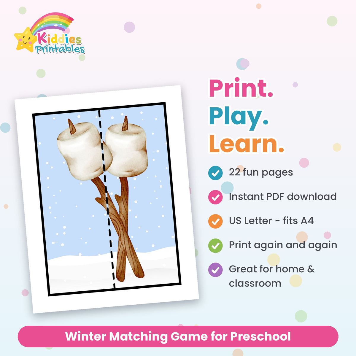 Winter Matching Game for Preschool printable – what's included