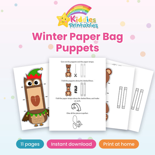Winter Paper Bag Puppets printable – cover