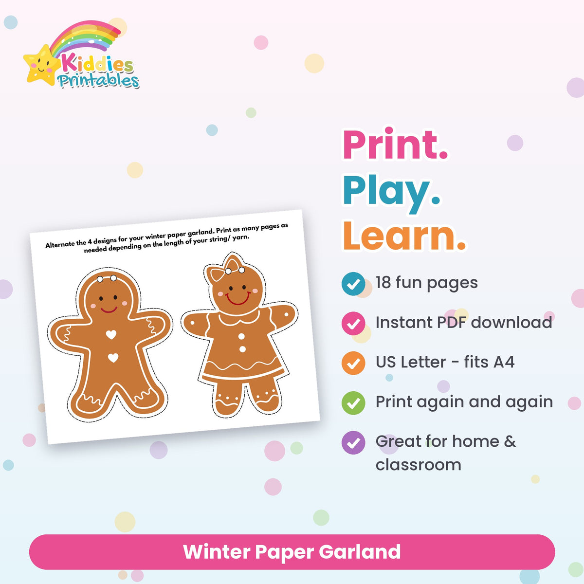 Winter Paper Garland printable – what's included