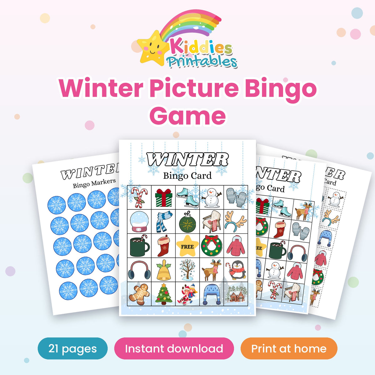 Winter Picture Bingo Game printable – cover