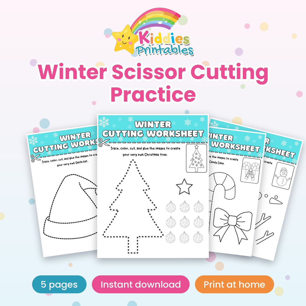 Winter Scissor Cutting Practice printable – cover