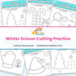 Winter Scissor Cutting Practice printable – page collage