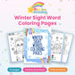 Winter Sight Word Coloring Pages printable cover