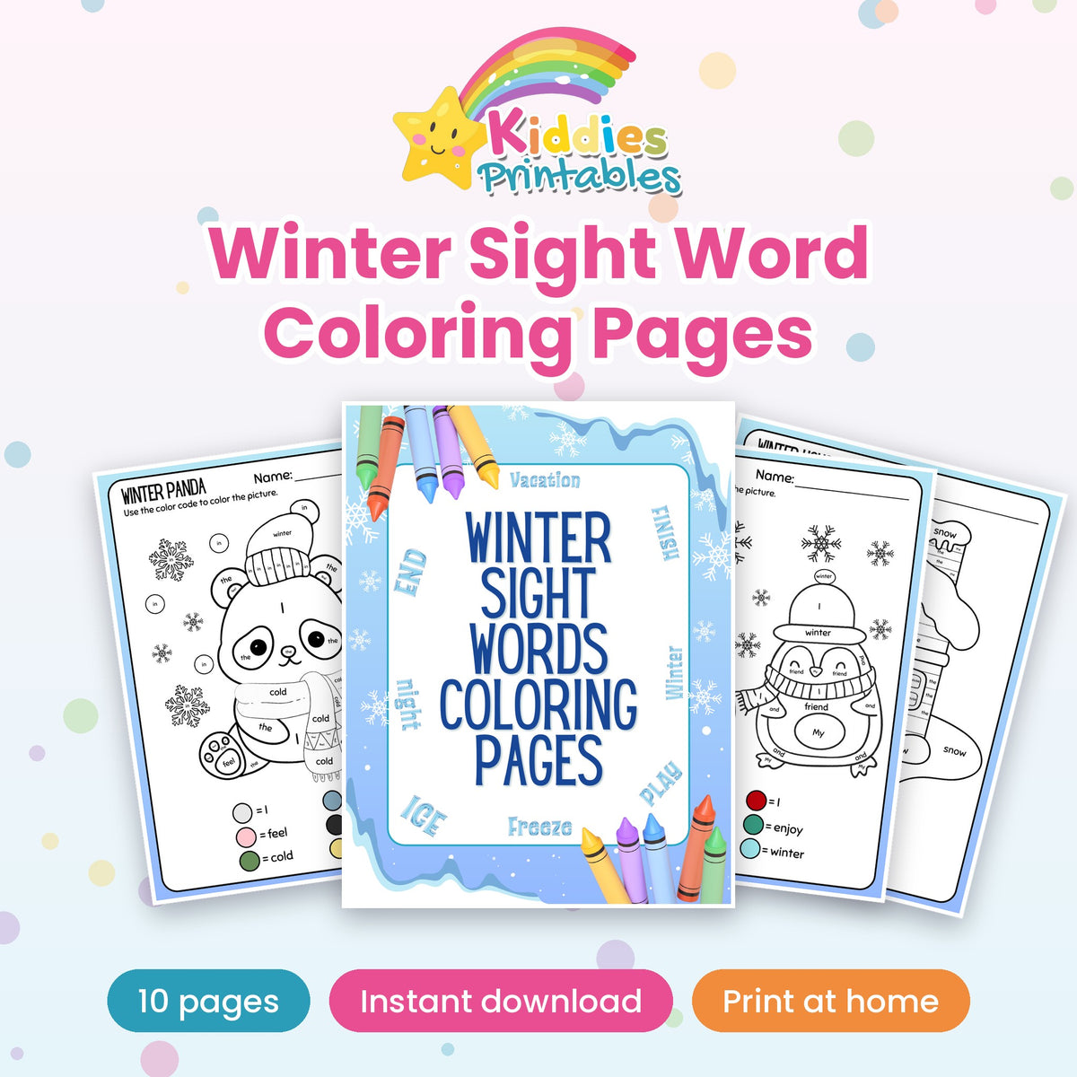 Winter Sight Word Coloring Pages printable cover