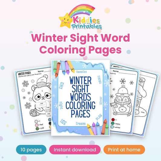 Winter Sight Word Coloring Pages printable cover