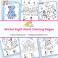 Winter sight word coloring pages collage