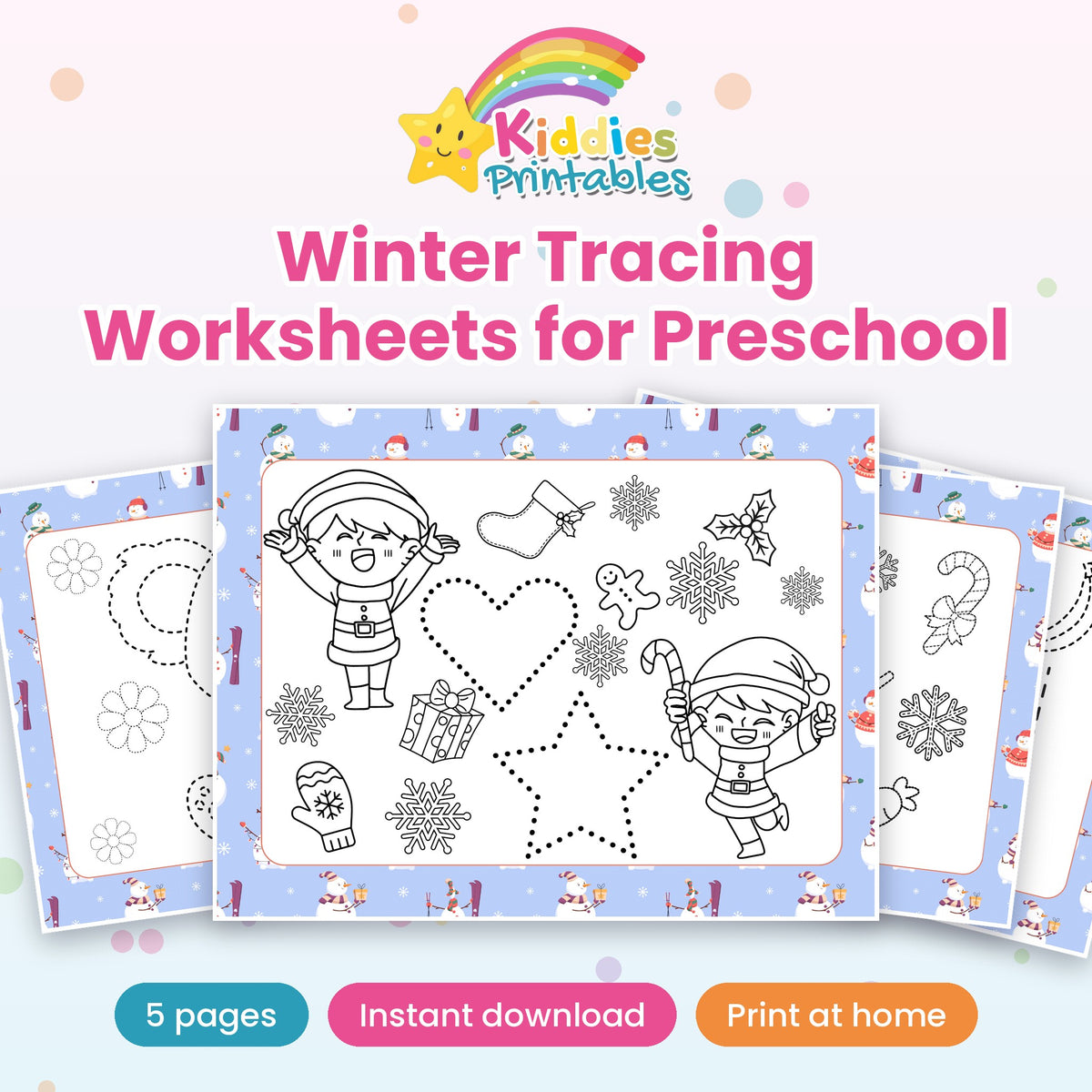 Winter Tracing Worksheets for Preschool printable – cover